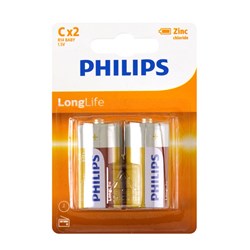 Battery Philips Longlife H/D Size C 2Pk
