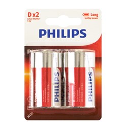 Battery Philips Alkaline Size D 2Pk