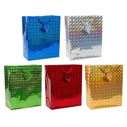 Gift Bag HOLOGRAPHIC Large 26x32x12cm Asstd Cols