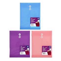 Document Wallet PP w String Closure A4 Asstd Cols