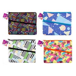 Pencil Case 2 Zip EVA 320x250mm 4 Asstd Designs
