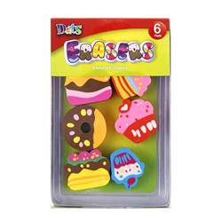 Eraser 6pk Mixed Designs
