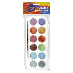 Paint Set 12 Col Metallic w Brush