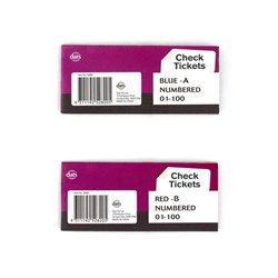 Ticket Check Book 1 to 100 2 Asstd Red Blue