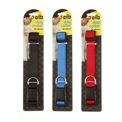 Collar Dog Adjustable Medium 3 Asstd Cols Nylon 35-45cm