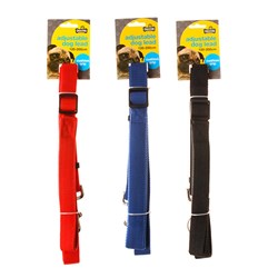 Lead Dog Adjustable 1.2-2m x 2.5cm Cushion Grip 3 Asst Cols