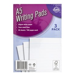 Pad Paper Writing A5 100pg 3pk P7.2 FSC Mix Credit