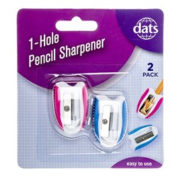 Sharpener Pencil 1 Hole 2pk Mixed Cols