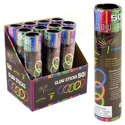 Glowstick Pk50 Colour Asstd Tube with PDQ