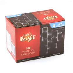 Lights Icicle White 8F Pk200