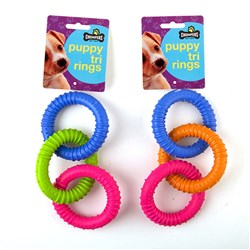 Dog Toy Puppy Tri Rings 2 Asstd Colours