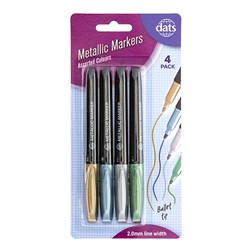 Marker Metallic 4pk Mixed Gold Silver Blue Green Ink