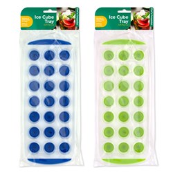 Ice Cube Tray w  Soft Pop Out Round Pk1 2 Asstd Cols 12x30cm