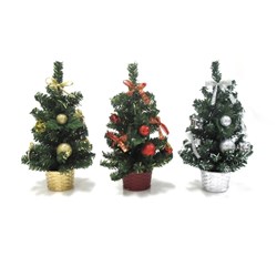 Tree Decorated Xmas 25cm 3 Asstd