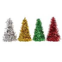 Tree Cone Tinsel Xmas PET 26cm 4Ply Asstd