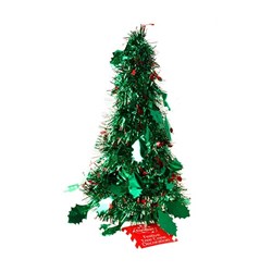 Tree Cone Tinsel Xmas PET 26cm 4Ply Holly Berries