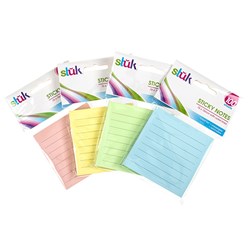 Note Sticky 76x76mm 100sheets w Lines 4 Asstd Cols