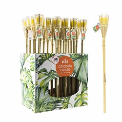 Candle Citronella in Glass Jar w Bamboo Torch Pk1 10Hr 76cm