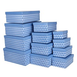 Gift Box Set 12 Rect Blue Triangle Design