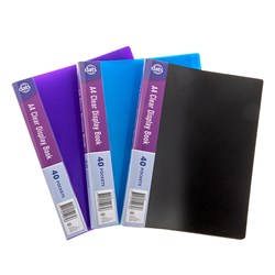 Clear Book PP Cover A4 40 Pockets Asstd Cols