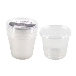 Container Plastic Clear 700ml Round Pk5 11.7x10cm