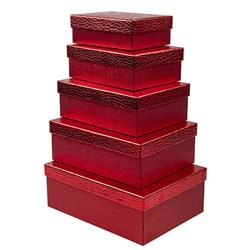 Gift Box Set 5 Rect w Red Glitter
