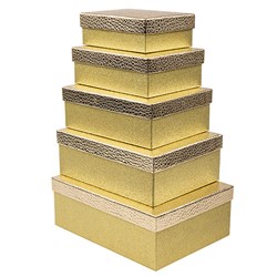 Gift Box Set 5 Rect w Gold Glitter