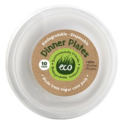 Eco Friendly Plate Dinner 23cm White Pk10