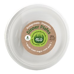 Eco Friendly Plate Dinner 26cm White Pk8