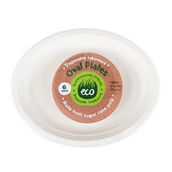 Eco Friendly Plate Oval 30x23cm White Pk6
