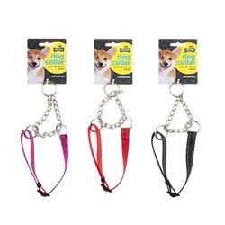 Collar Dog Reflective w Chain Small 1.5x30-40cm 3 Asstd Cols