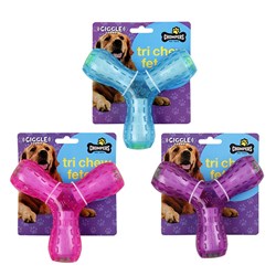 Dog Toy Giggle Sound 14cm Tri Chew 3 Asstd Colours