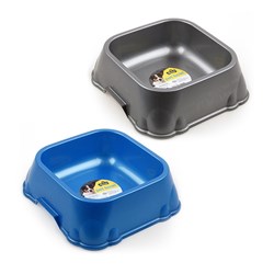 Pet Bowl Plastic Square Top 22x7cm 2 Asstd Metallic Cols