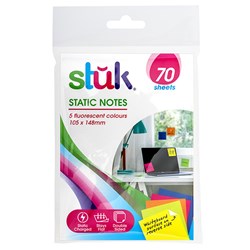 Note Cling Static PP 105x148mm 70 Sheets 5 Mixed Cols
