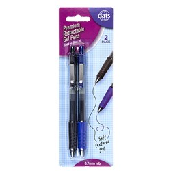 Pen Gel Retractable Premium w Grip 2pk Black Blue Ink