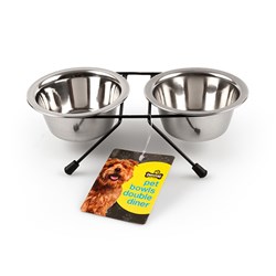 Bowls Pet Double Diner S.Steel Extra Small w Black Stand