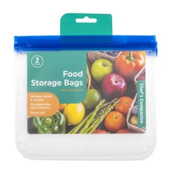 Food Storage Zipper Bag PEVA Pk2 21.5x18cm