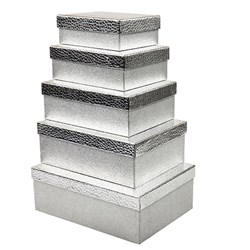 Gift Box Set 5 Rect w Silver Glitter