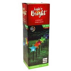 Stake Light Solar 3 Asst Star Reindeer Snowflake Pk6 L2.5m