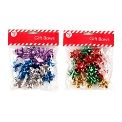 Bow Xmas Star Metallic 3.5cm 18pk