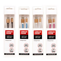 Lightning USB Cable 4 Asstd 1M 2000mA