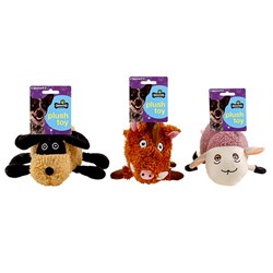 Dog Toy Plush Squeaky 17cm 3 Asstd