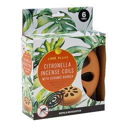 Candle Citronella Coils 6pk in Ceramic Pot