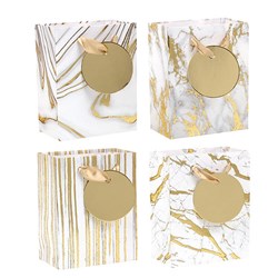 Gift Bag 210gsm Gold Marble Textured Foil w Jhook Small