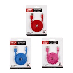 Micro USB Charge Cable 2M 3 Asstd Cols