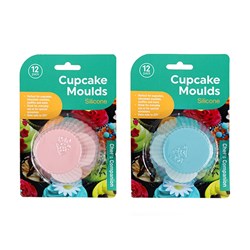 Silicone Style Cup Cake Mould Individual 12pk 2 Asstd Cols