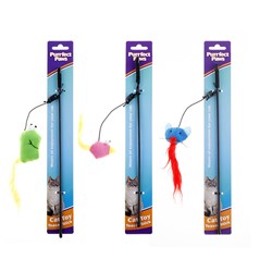Cat Toy Teaser Stick 3 Asstd L31.5cm