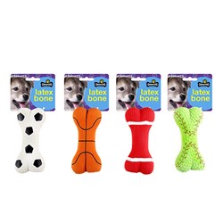 Dog Toy Latex Bone 4 Asstd Colours 13cm