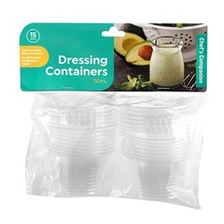 Dressing Container Plastic Clear 110ml 15pk