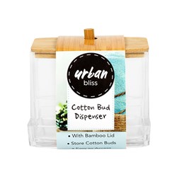 Bathroom Bamboo Lid Bud Holder 9x7x7.5cm